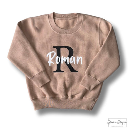 Personalised Warm Taupe Name & Initial Sweatshirt