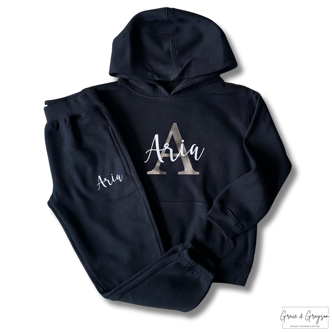 Personalised Girls Name & Initial Hoodie Tracksuit 
