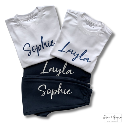 Girls Navy Personalised T-Shirt & Joggers