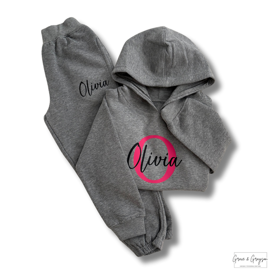 Girls Personalised Name & Initial Hooded Tracksuit