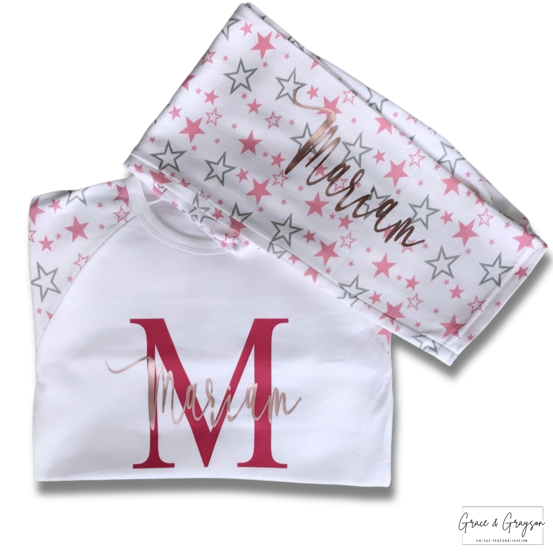 Girls Personalised Name & Initial Pyjamas 