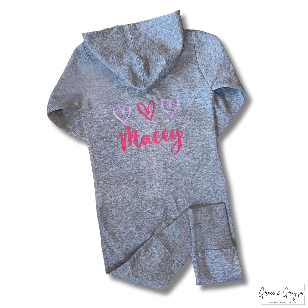 Girls Personalised Triple Heart Onesie