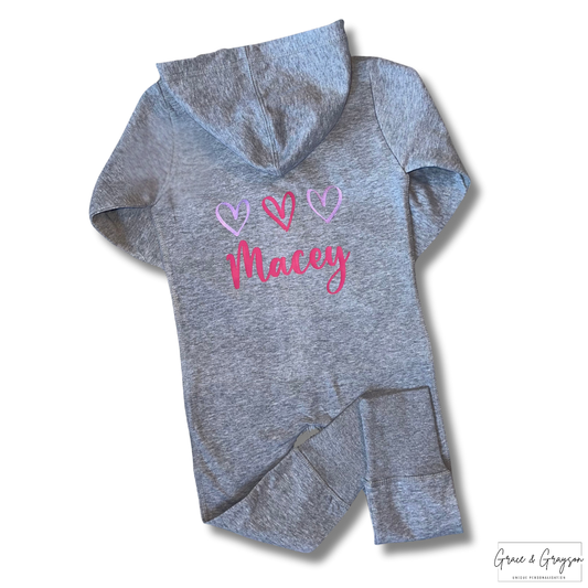 Girls Personalised Triple Heart Onesie