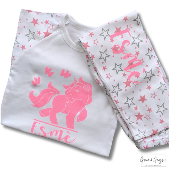 Girls Personalised Unicorn Pyjamas