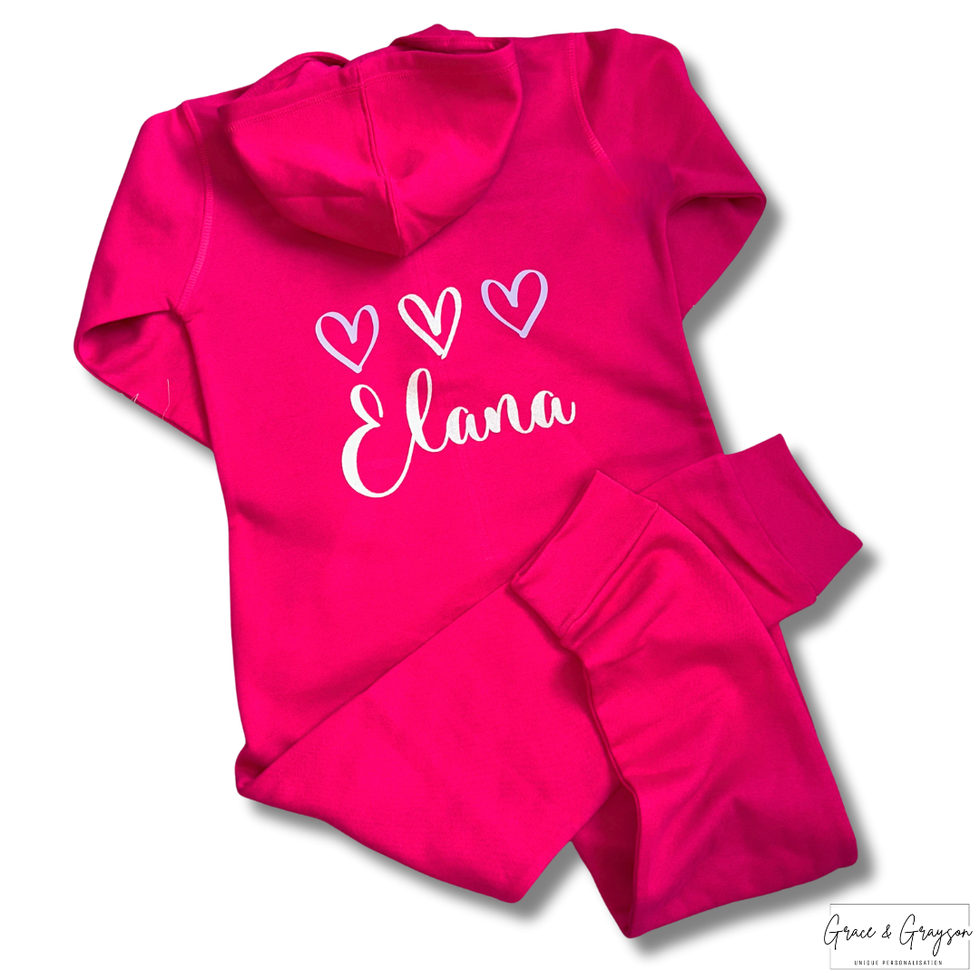 Girls Pink Personalised Heart Onesie