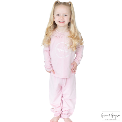 Girls Pink Personalised Pyjamas 