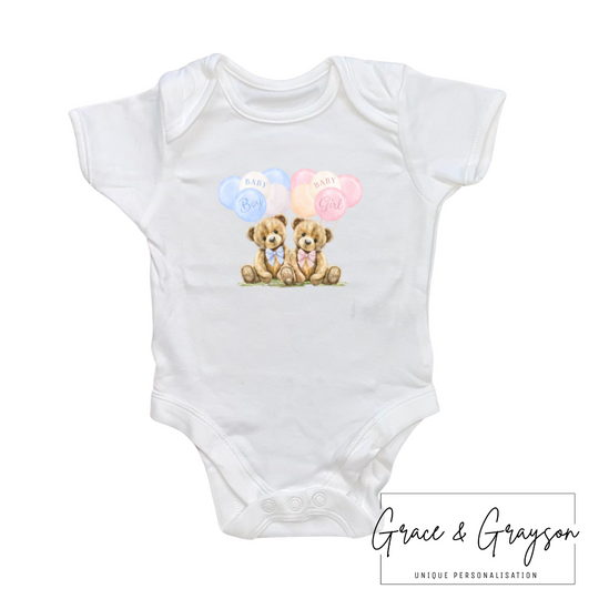 Baby Boy Or Baby Girl Bear Announcement Baby Vest