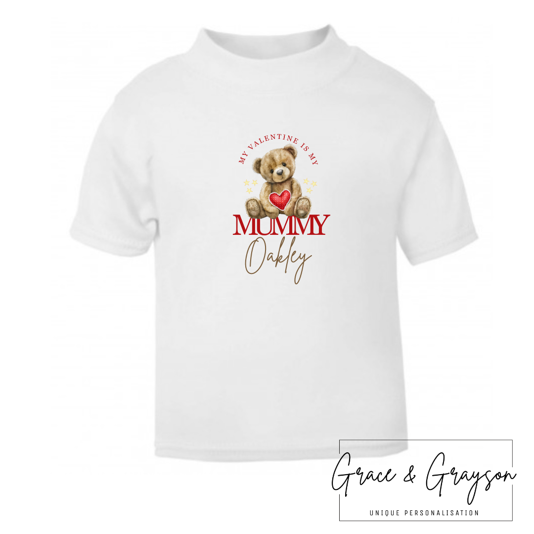Personalised My Mummy Is My Valentines Bear T-Shirt