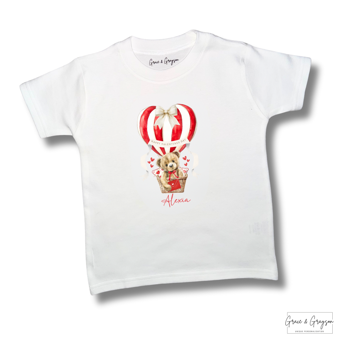 Personalised Happy Valentine Hot Air Balloon T-Shirt