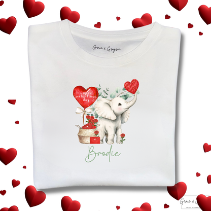 Personalised Happy Valentines Day Elephant T-Shirt