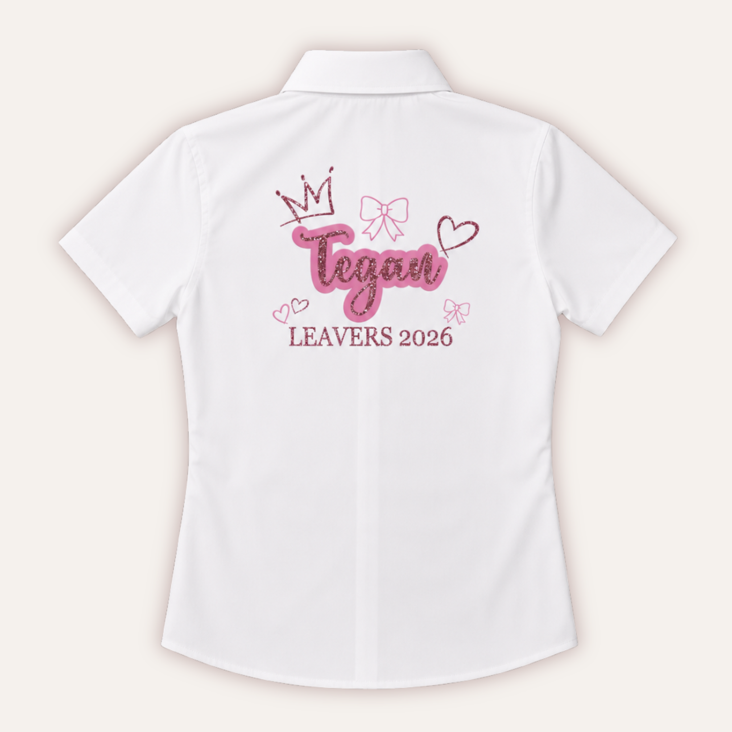 Personalised Leavers Glitter crown, Bows & Hearts 2026 Shirt