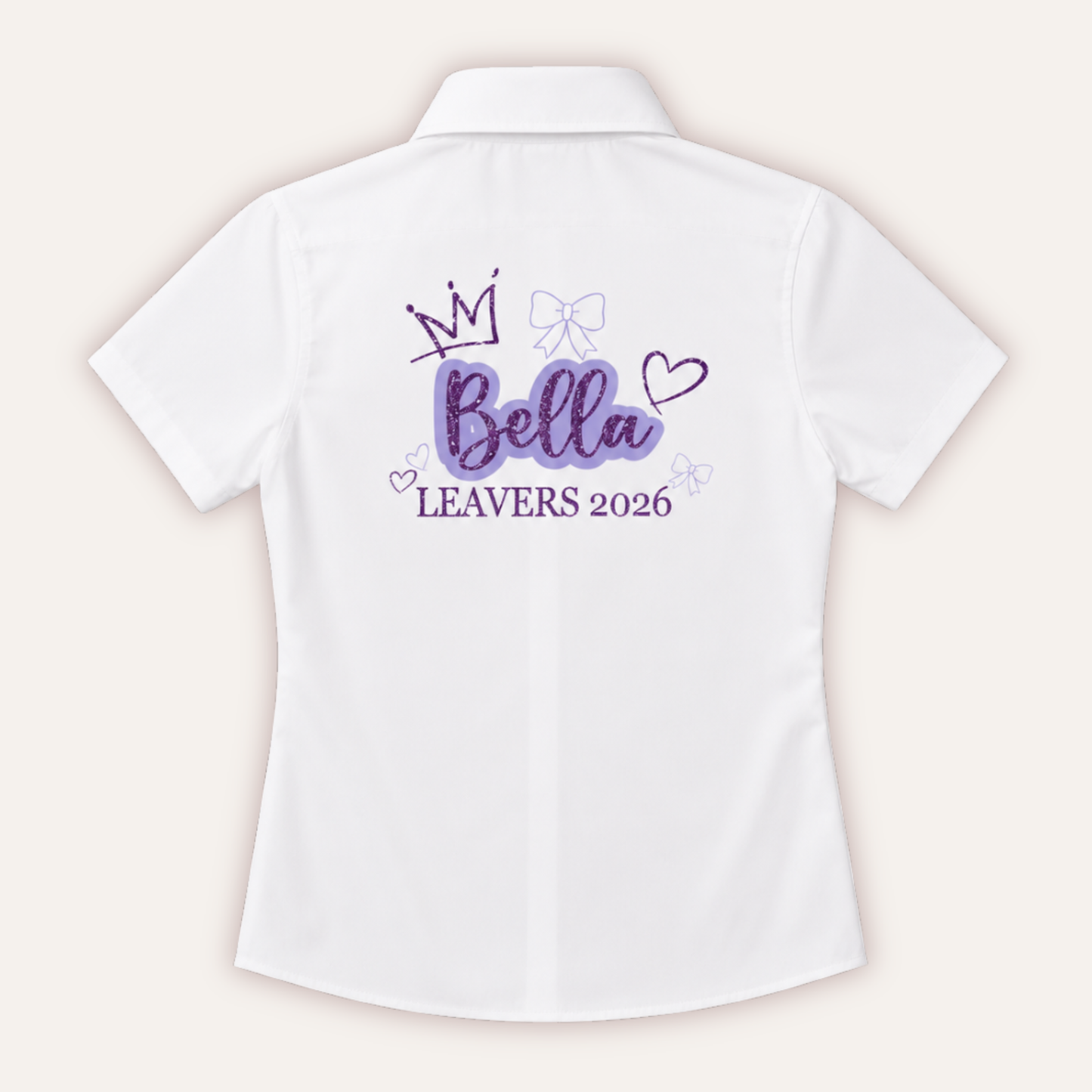 Personalised Leavers Glitter crown, Bows & Hearts 2026 Shirt