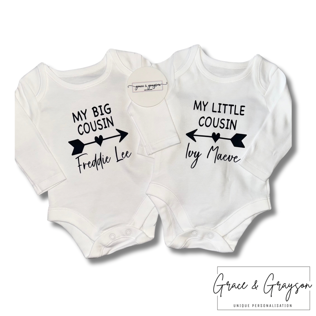 Matching Big & Little Cousin Baby Vests
