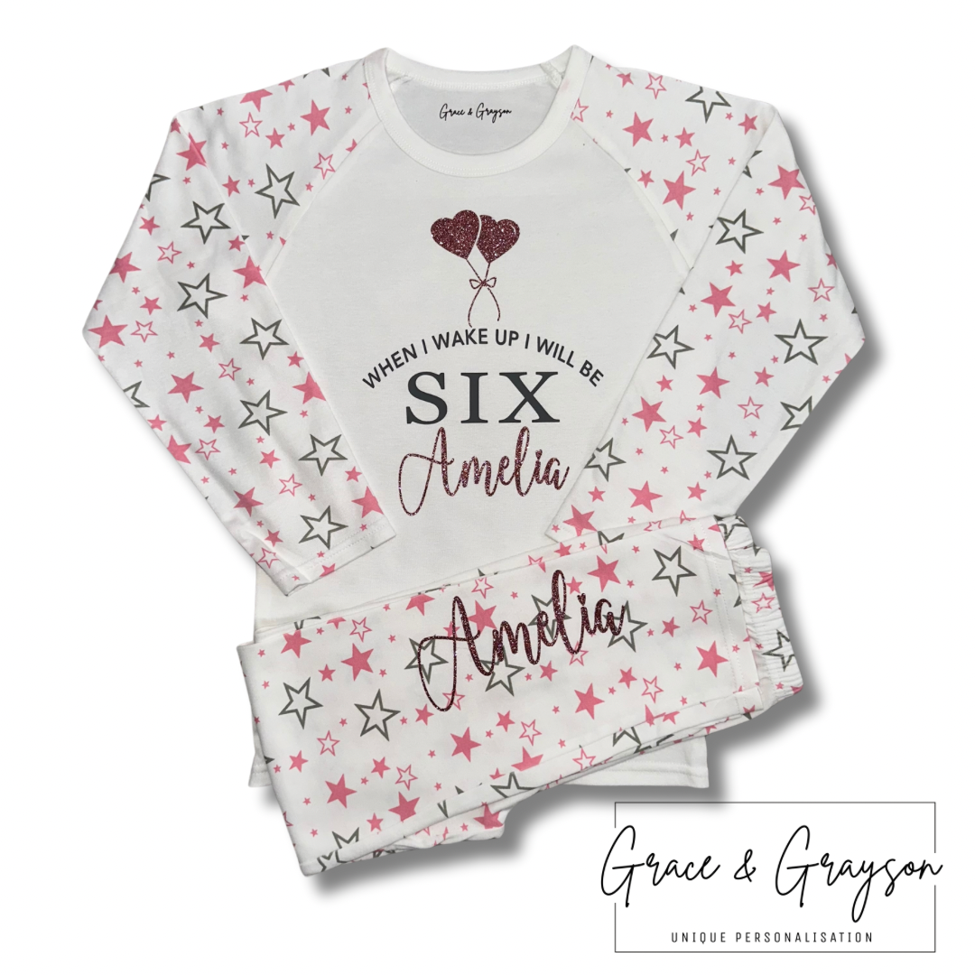 Personalised When I Wake Up Girls Birthday Pyjamas
