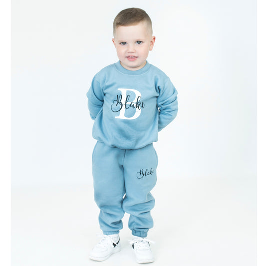 Personalised Name & Initial Dusty Blue Tracksuit