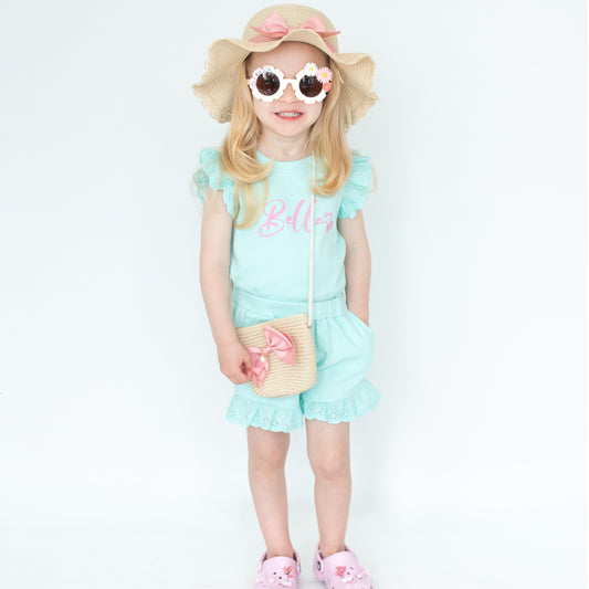 Pearl Bow Straw Hat & Bag Set