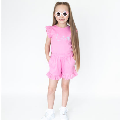 Heart Broderie Frill Shorts & T-Shirt Set