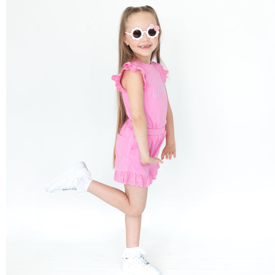 Heart Broderie Frill Shorts & T-Shirt Set