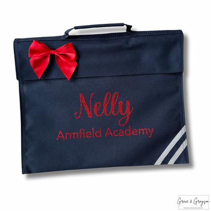 Kids Personalised Name, School & Year Bow Book Bag
