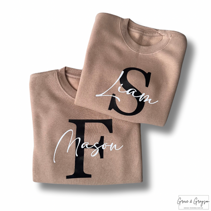 Personalised Warm Taupe Name & Initial Sweatshirt