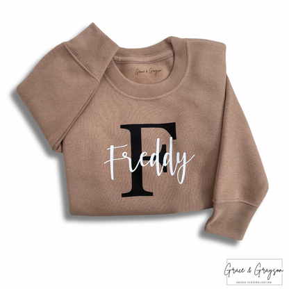 Personalised Warm Taupe Name & Initial Sweatshirt