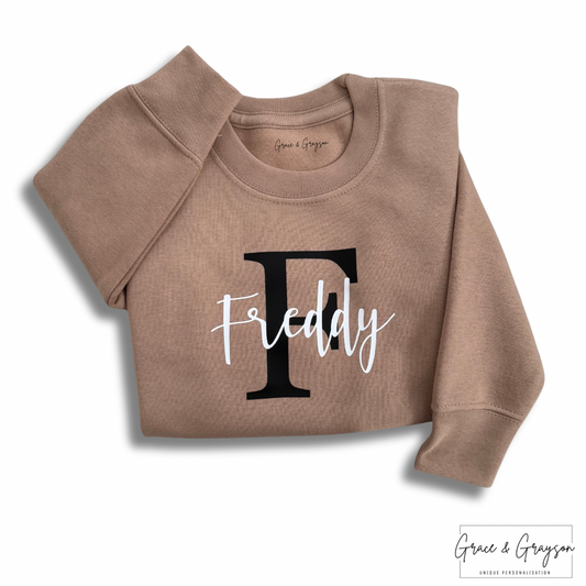 Personalised Warm Taupe Name & Initial Sweatshirt