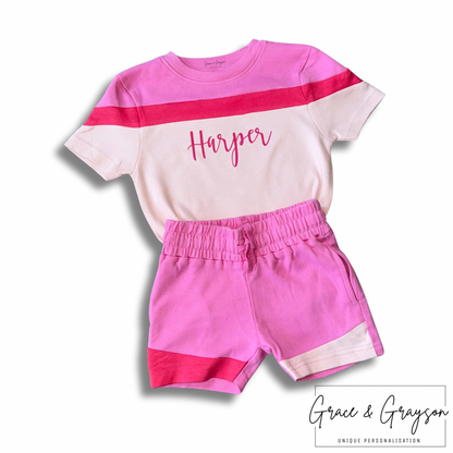 Pink Mix Shorts & T-Shirt Set