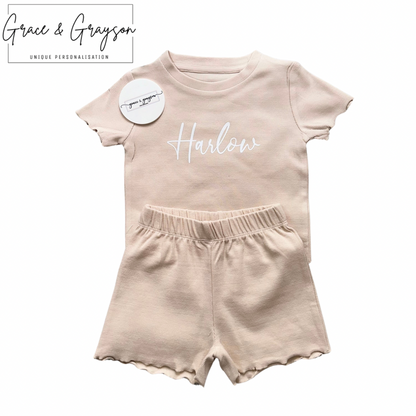 Nude Rib Shorts & T-Shirt Set