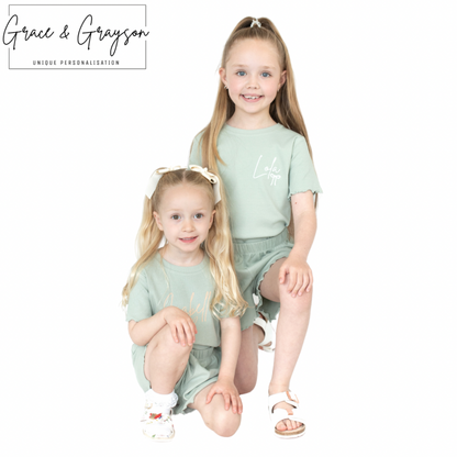 Sage Green Rib Shorts & T-Shirt Set