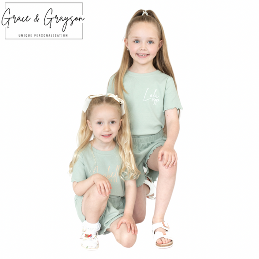 Sage Green Rib Shorts & T-Shirt Set