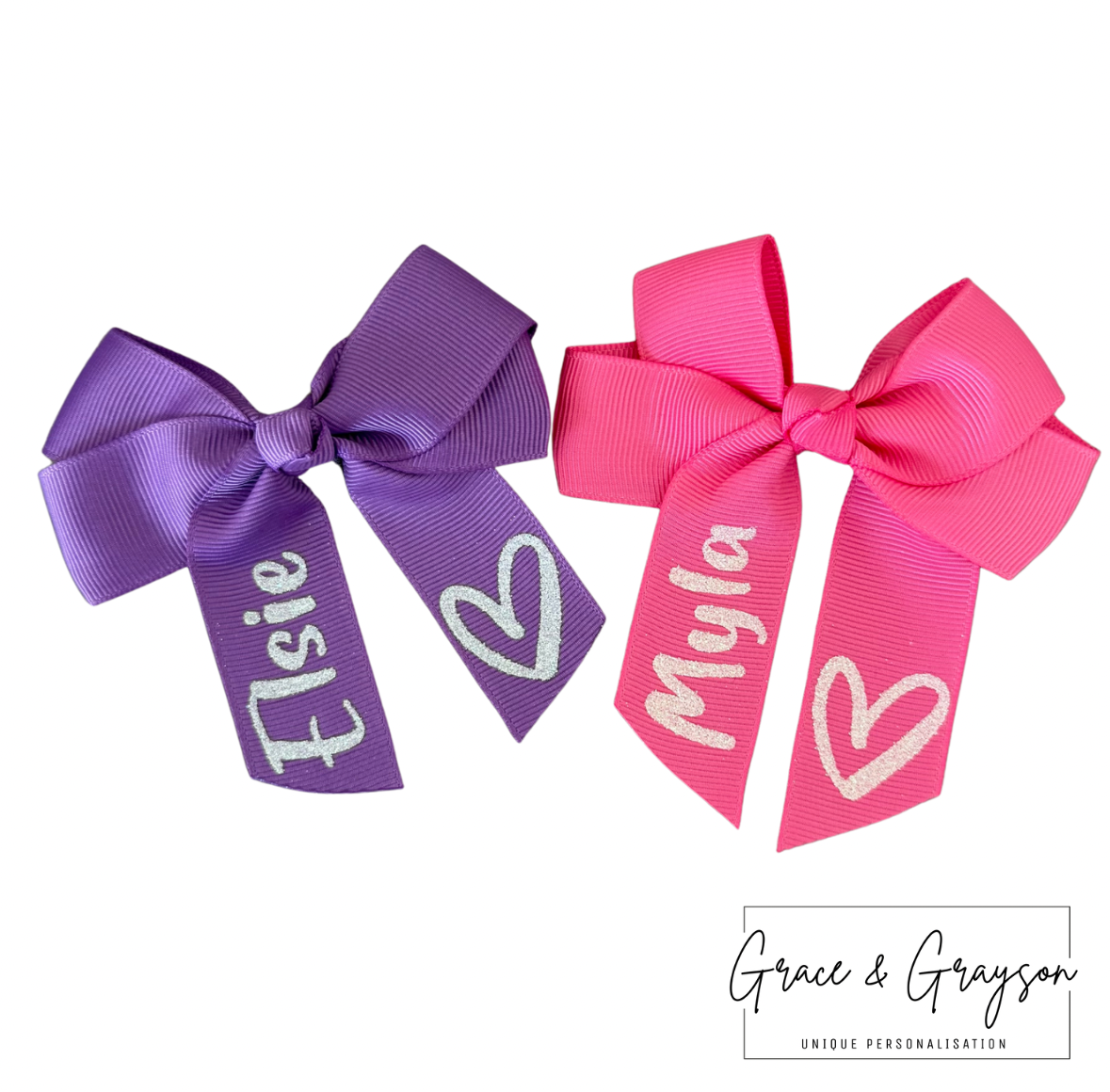 Personalised Heart Hair Bows