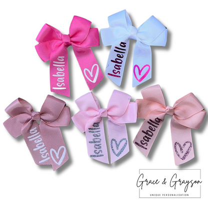 Personalised Heart Hair Bows