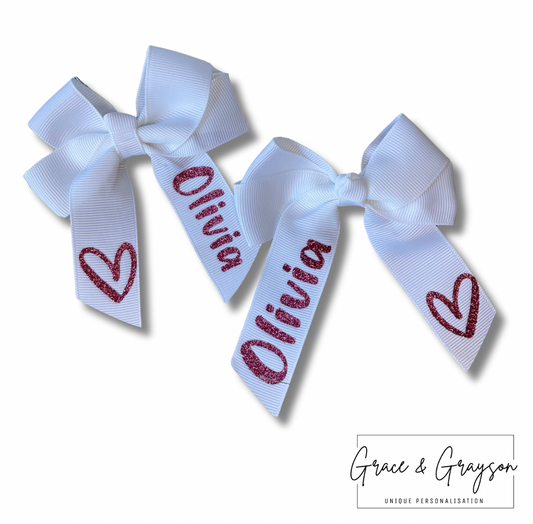Personalised Heart Hair Bows
