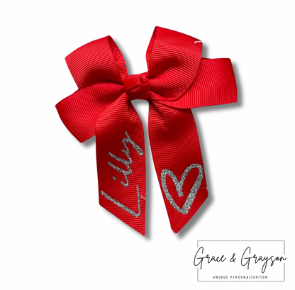 Personalised Heart Hair Bows