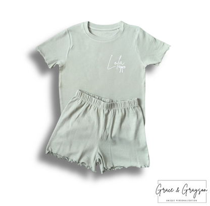 Sage Green Rib Shorts & T-Shirt Set