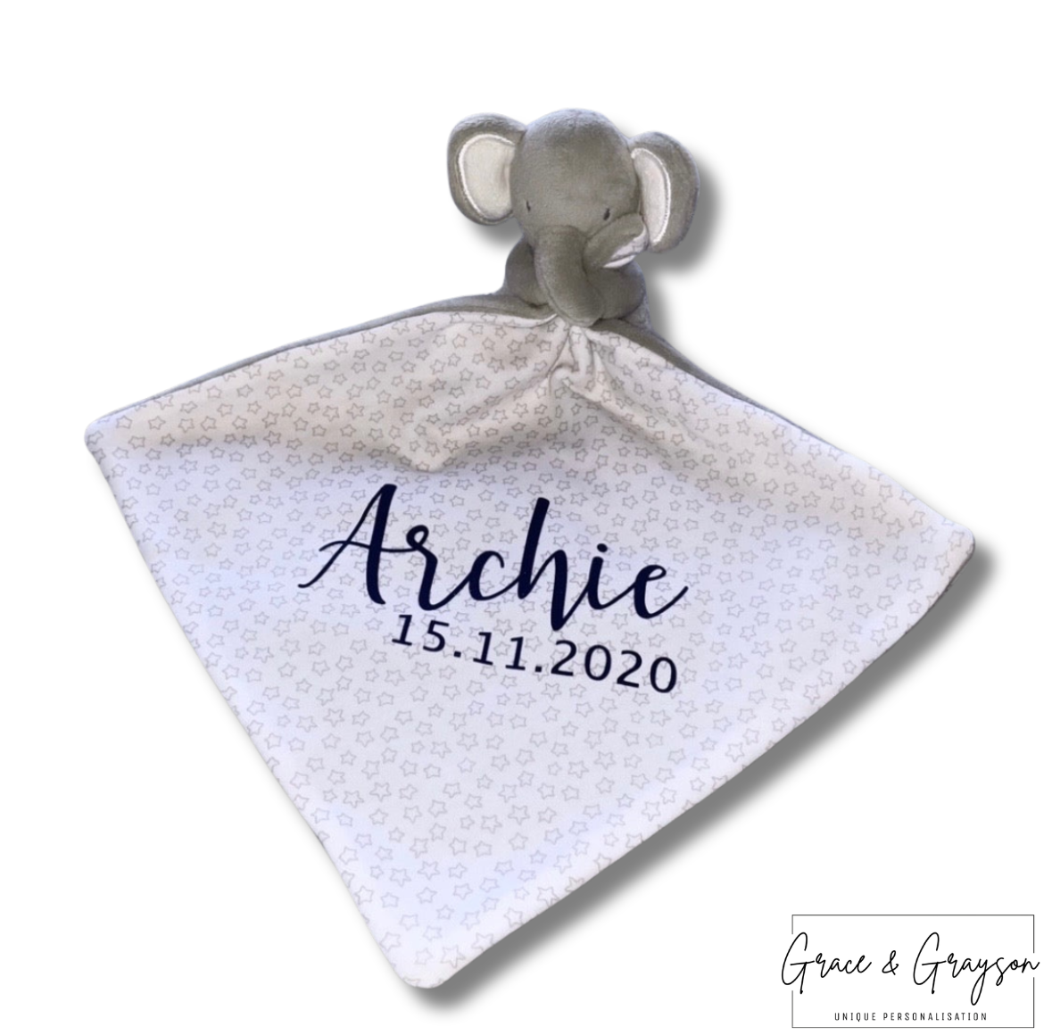 Personalised Grey Elephant Comforter