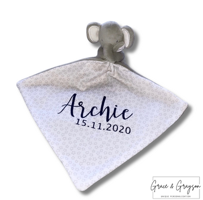 Personalised Grey Elephant Comforter