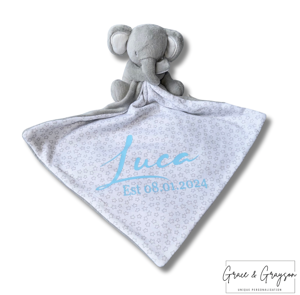 Personalised Grey Elephant Comforter