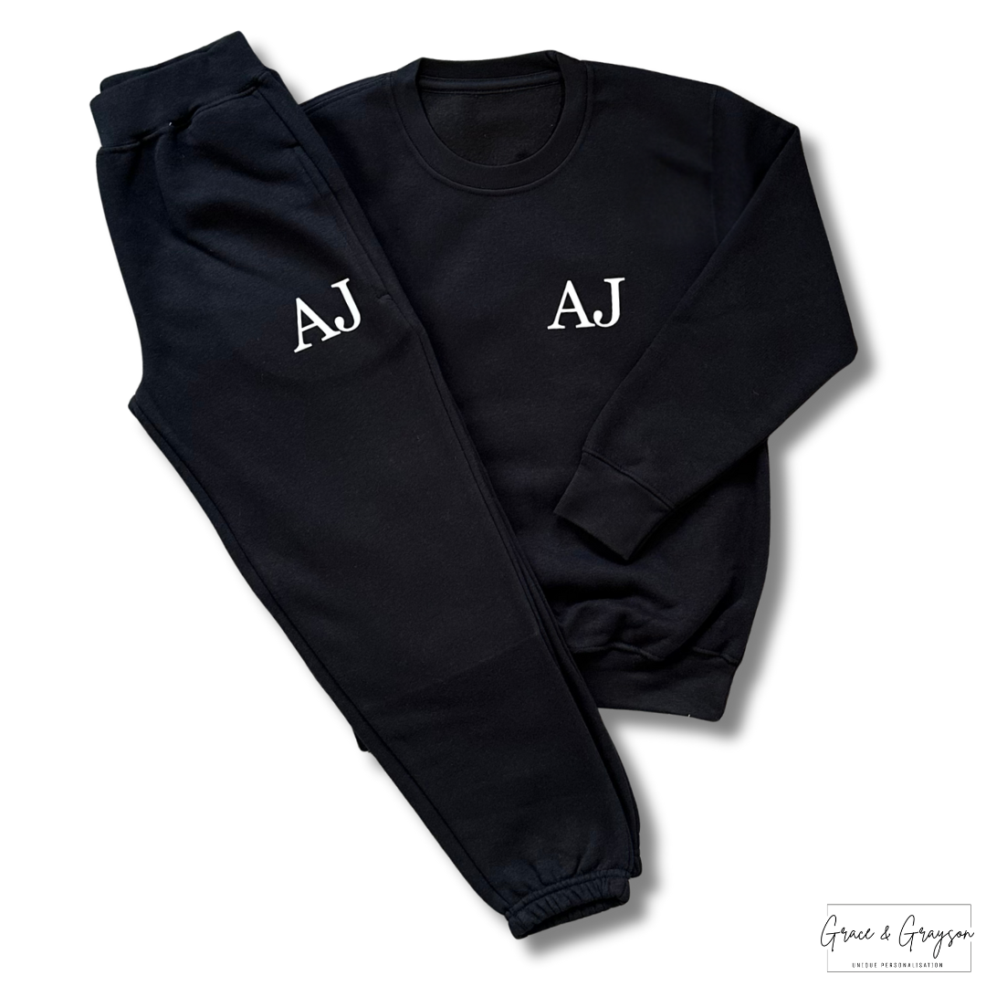 Kids Personalised Black Initials Tracksuit
