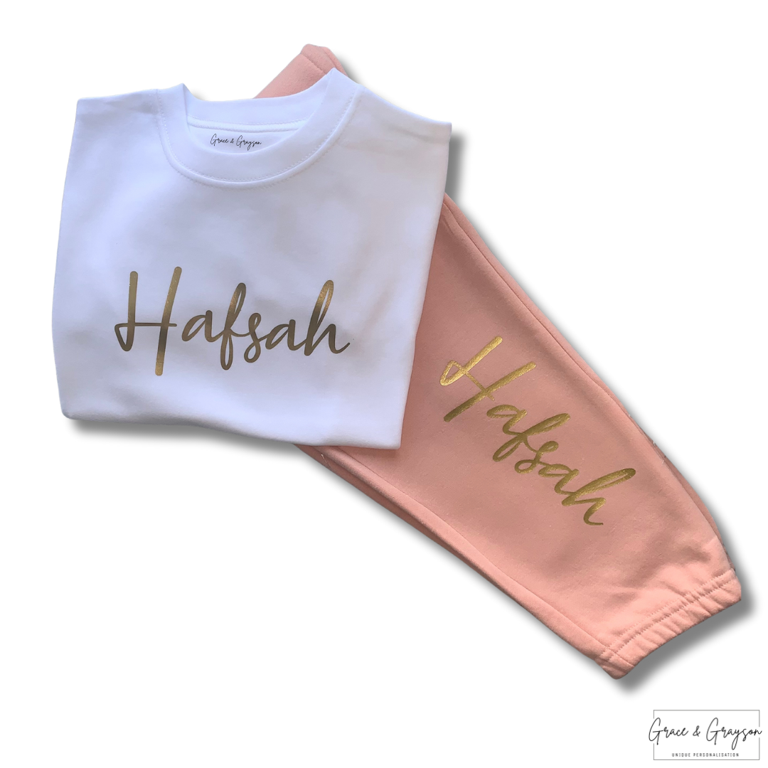 Personalised Dusty Pink T-Shirt & Joggers