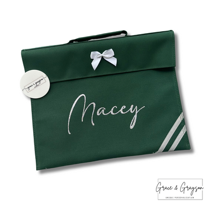 Kids_Personalised_Green_Bow_Book_Bag
