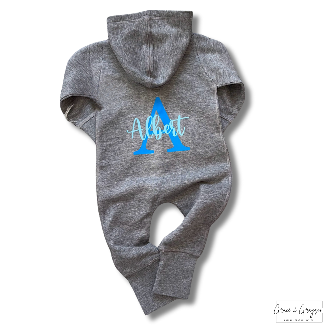 Kids Personalised Grey Name & Initial Onesie