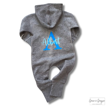 Kids Personalised Grey Name & Initial Onesie
