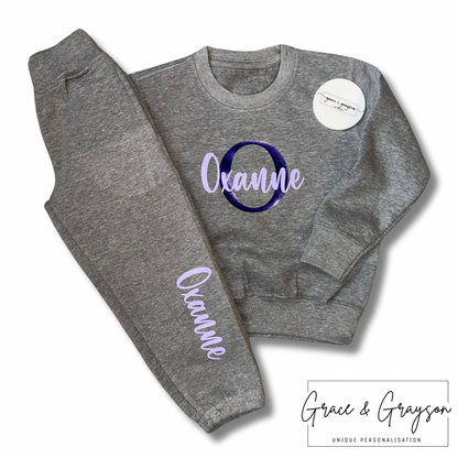 Kids Personalised Grey Name & Initial Tracksuit