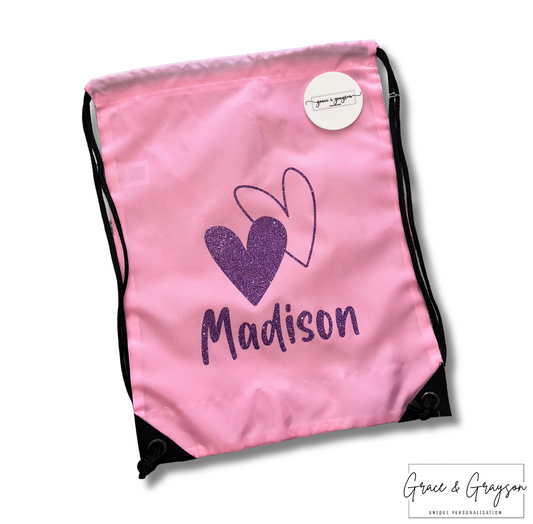 Kids Personalised Heart Sports Bag