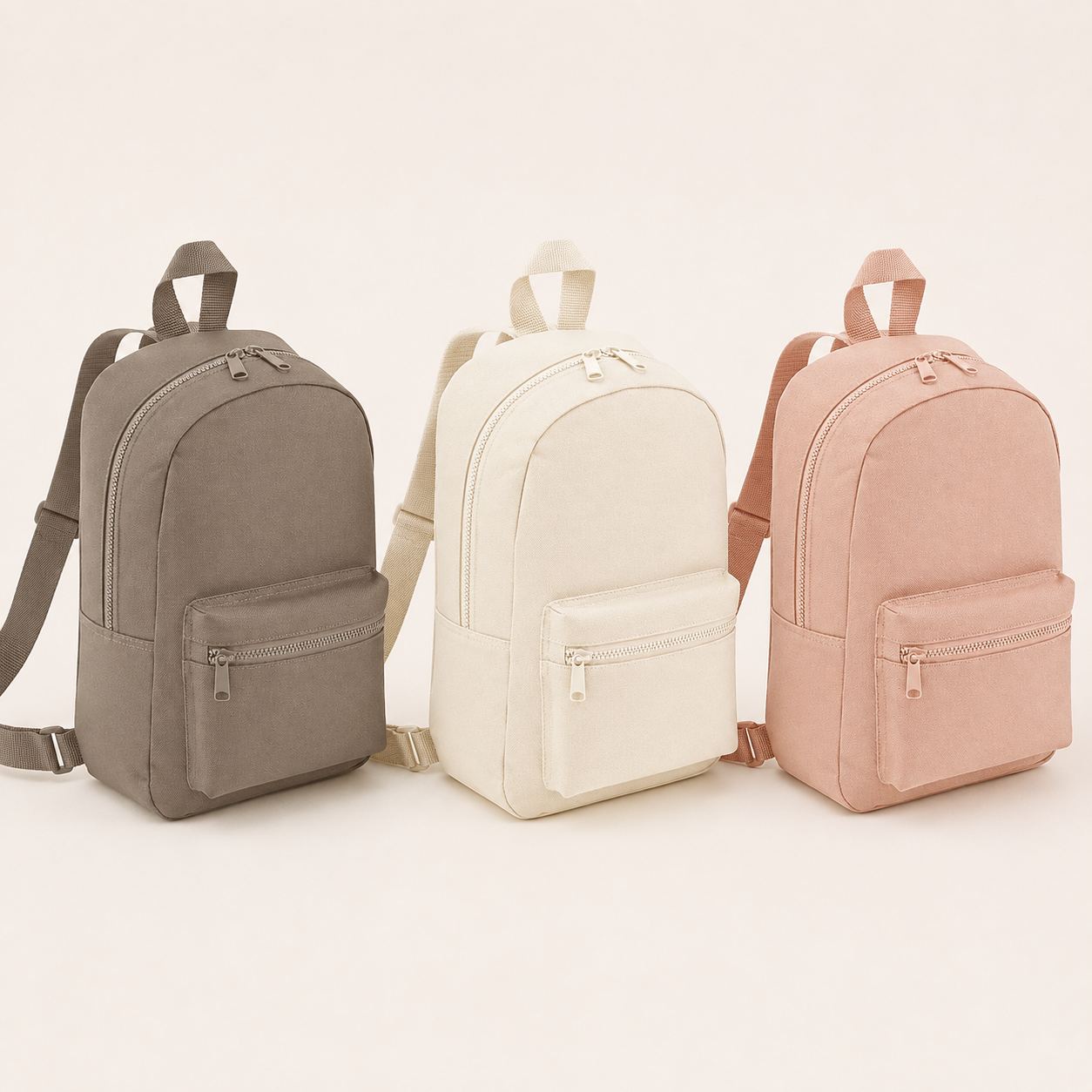 Kids Personalised Neutral Backpack available in mushroom, cream and dusty pink by Grace & Grayson