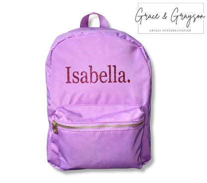"Kids personalised Sorbet backpack with custom name"