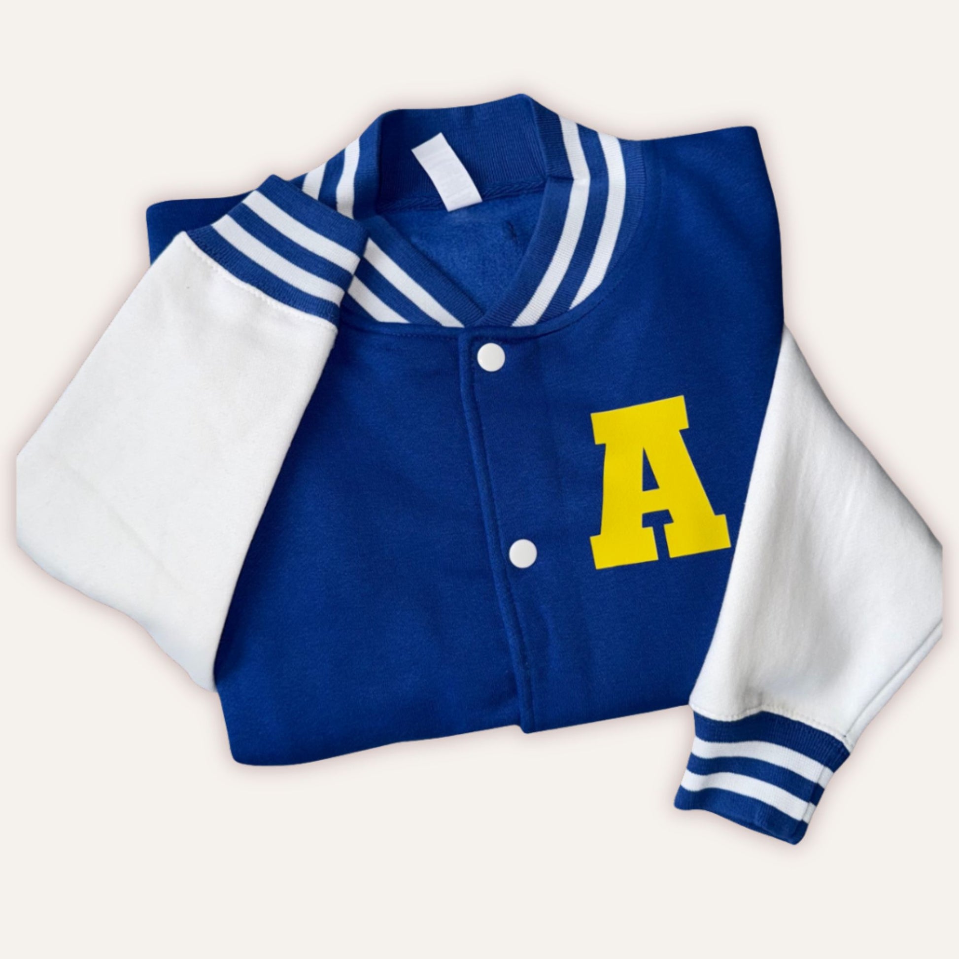 Kids varsity jacket with custom initial