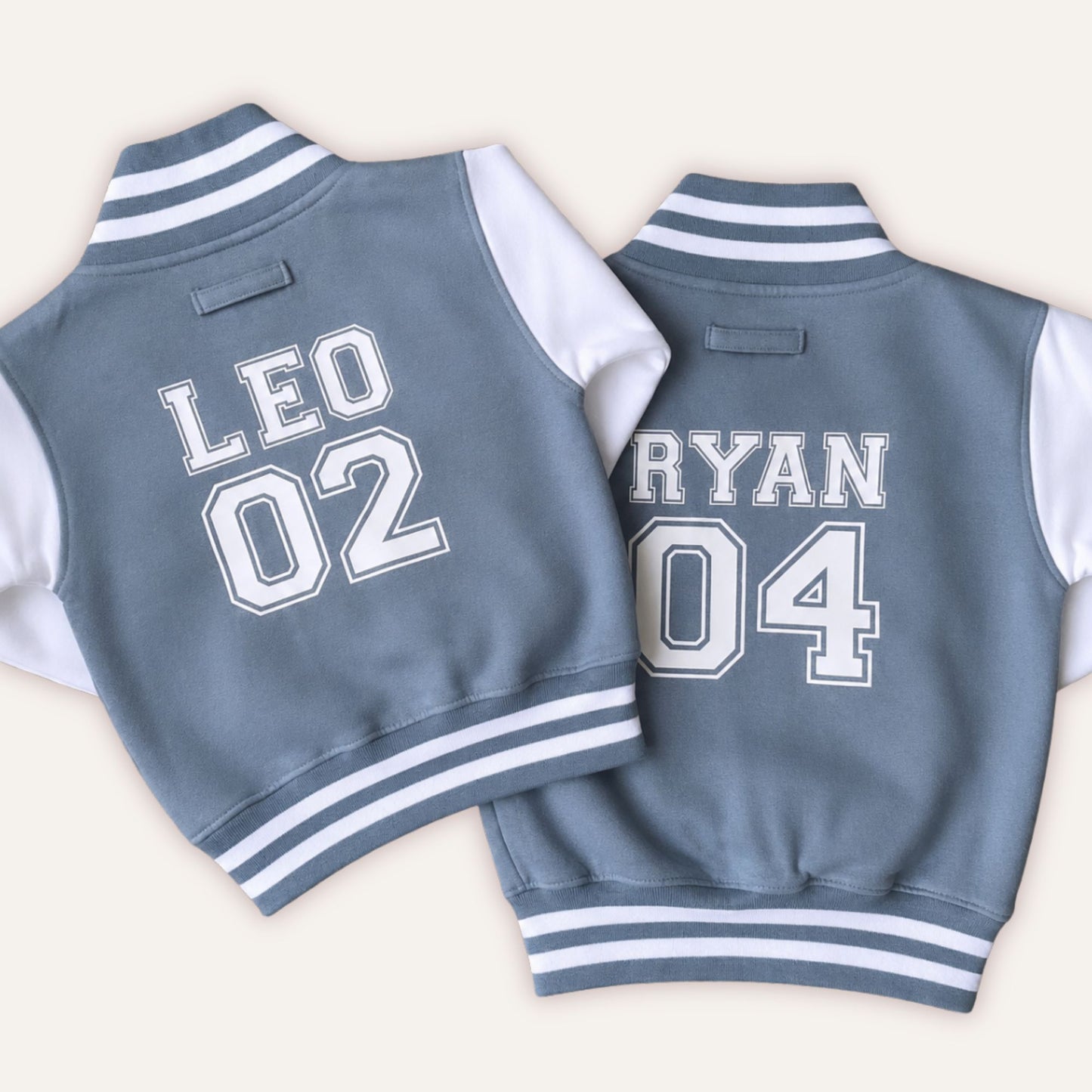 Kids varsity jacket with custom name and number
