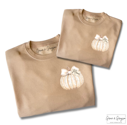 Mama & Mini Personalised Sparkle Pumpkin Name Tag Sweatshirt